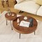 2 Piece Round Coffee Table Set with Rustic Wood Top and Metal Frame